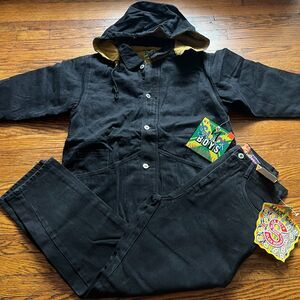 Vintage Slick Boys Black Denim Hooded Jacket & Jeans Set Kids NWT Size 14